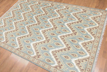 5' x 8' Hand Knotted IKAT Design Wool & Bamboo Silk Area rug Aqua - Oriental Rug Of Houston