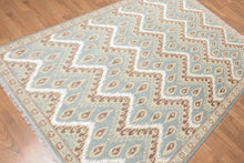 5' x 8' Hand Knotted IKAT Design Wool & Bamboo Silk Area rug Aqua - Oriental Rug Of Houston