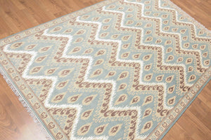 5' x 8' Hand Knotted IKAT Design Wool & Bamboo Silk Area rug Aqua - Oriental Rug Of Houston