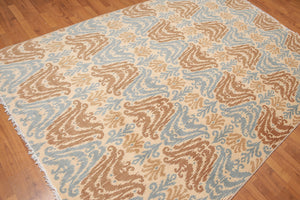 6' x 9' Ikat Design Area Rug Hand Knotted 100% Wool Beige