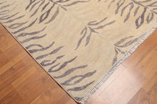 6' x 9' Botanical Print Contemporary Hand Knotted Wool Area rug Beige