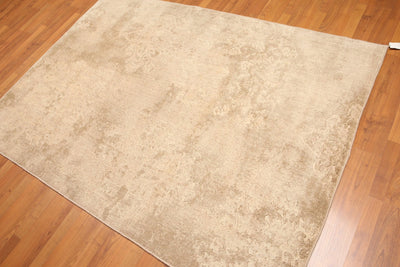 5' x 7' Modern Area Rug Erased Distress Pattern Wool Hand Knotted Tan - Oriental Rug Of Houston