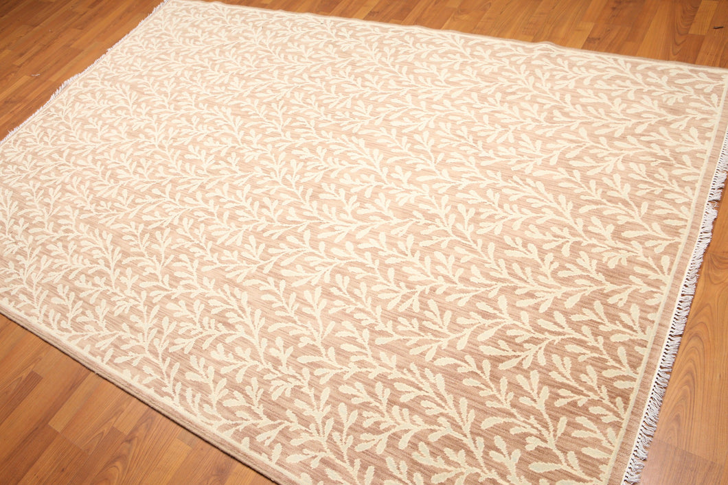 6' x9'  Taupe Brown Beige, Grey Color Hand Knotted Oriental Wool Transitional Oriental Rug