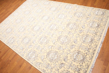 6' x9'  Beige Light Brown Ivory Color Hand Knotted Oriental Wool & Bamboo Silk Transitional Oriental Rug