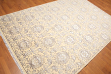6' x 9' Hand Knotted Damask Area Rug Wool & Bamboo Silk Beige - Oriental Rug Of Houston