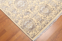 6' x 9' Hand Knotted Damask Area Rug Wool & Bamboo Silk Beige