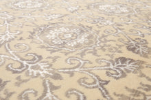 6' x 9' Hand Knotted Damask Area Rug Wool & Bamboo Silk Beige - Oriental Rug Of Houston