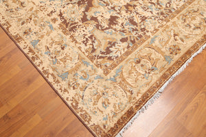 6' x 9' Hand Knotted Wool Modern Distress Erased Oushak Area Rug Brown