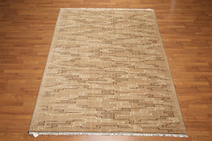 6' x 9' Hand knotted Oriental area rug 100% Wool Modern full pile 6x9 Brown
