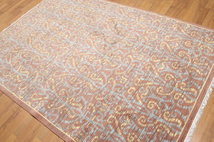5'x7' Rusty Brown, Blue, Light Gold, Multi Color Machine Made Karastan Look and Quality Persian Oriental Wool Rug