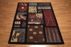 Hand Knotted Modern 100% Wool Tibetan Area Rug Contemporary 6' x 9'