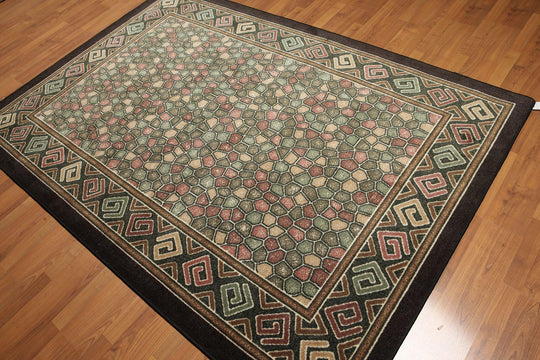 5'4"x7'8" Brown, Beige, Rust, Multi Color Machine Made Polypropylene Indonesian High Density Hand Carved Effect Modern Oriental Rug