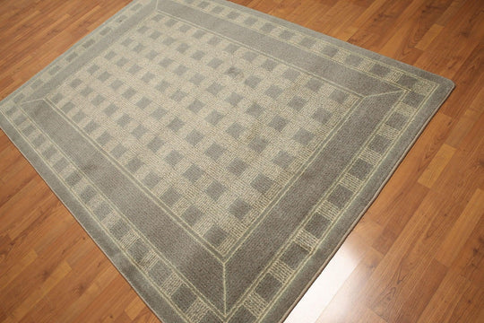 5'4"x7'8" Gray, Olive Green, Multi Color Machine Made Polypropylene Indonesian High Density Hand Carved Effect Modern Oriental Rug