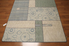 5'4"x7'8" Blue, Beige, Green, Multi Color Machine Made Polypropylene Indonesian High Density Hand Carved Effect Modern Oriental Rug With one edge damaged