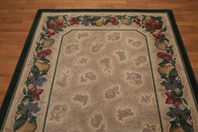 5'4"x7'8" Tan, Green, Red, Multi Color Machine Made Polypropylene Indonesian High Density Hand Carved Effect Modern Oriental Rug