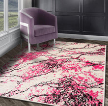 Pink Beige Black Color Polypropylene Lightning Modern & Contemporary Persian style rugs in living room area.