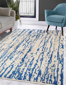 Blue Beige Color Machine Made Persian style rugs.