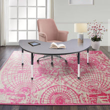 Beige Gray Pink Color Machine Made Persian style rugs in home office area.