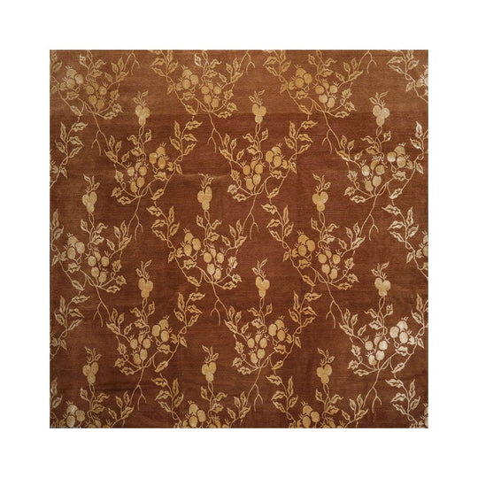 10’6" x 10’6" Lapchi Hand Knotted Wool & Silk Square Tibetan Oriental Area Rug Brown