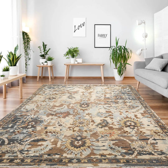 8'x10' Hand Knotted Muted Turkish Oushak  100% Wool Arts and Craft Traditional Oriental Area Rug Beige, Brown Color