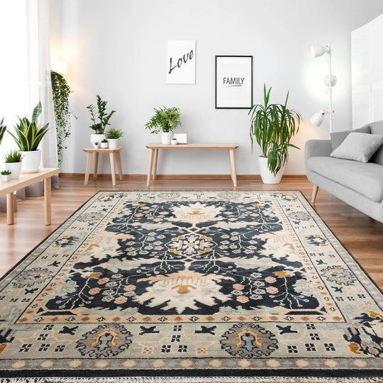 Multi Sizes Blue, Beige Hand Knotted Muted Turkish Oushak William Morris 100% Wool Arts and Craft Traditional Oriental Area Rug