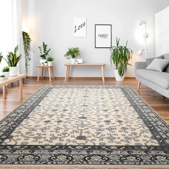 Multi Sizes Hand Knotted 100% Wool Oushak Traditional Oriental Area Rug Ivory