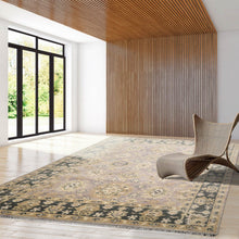 9'x12' Hand Knotted Oushak 100% Wool Transitional Oriental Area Rug Gray, Moss Color - Oriental Rug Of Houston