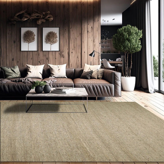 9' x 12' Hand Woven Handmade Flatweave  100% Wool Modern & Contemporary Oriental Area Rug Moss Color