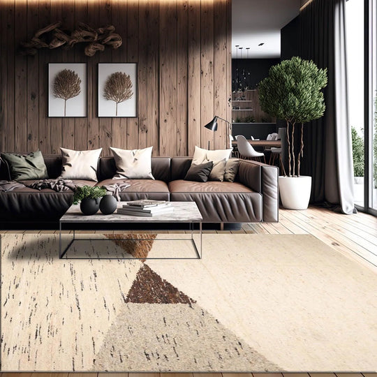 9' x 12' Hand Woven Handmade Flatweave  100% Wool Modern & Contemporary Oriental Area Rug Ivory, Brown Color