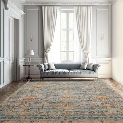 7' 10''x10' Hand Knotted Muted Turkish Oushak 100% Wool Traditional Oriental Area Rug Gray,Aqua Color - Oriental Rug Of Houston