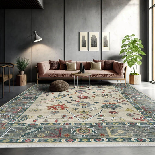 7' 11''x10' 1'' LoomBloom Muted Turkish Oushak Hand Knotted 100% Wool Transitional Oriental Area Rug Beige, Gray Color