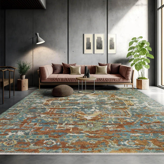 7' 10''x10' 1'' Hand Knotted LoomBloom Muted Turkish Oushak 100% Wool Transitional Oriental Area Rug Beige, Rust Color