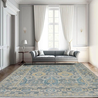 7' 11''x9' 9'' Hand Knotted LoomBloom Muted Turkish Oushak 100% Wool Transitional Oriental Area Rug Beige, Tan Color - Oriental Rug Of Houston