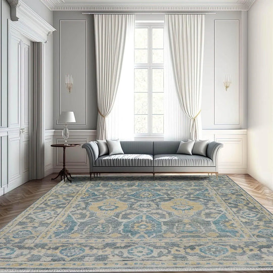 7' 11''x9' 9'' Hand Knotted LoomBloom Muted Turkish Oushak 100% Wool Transitional Oriental Area Rug Beige, Tan Color