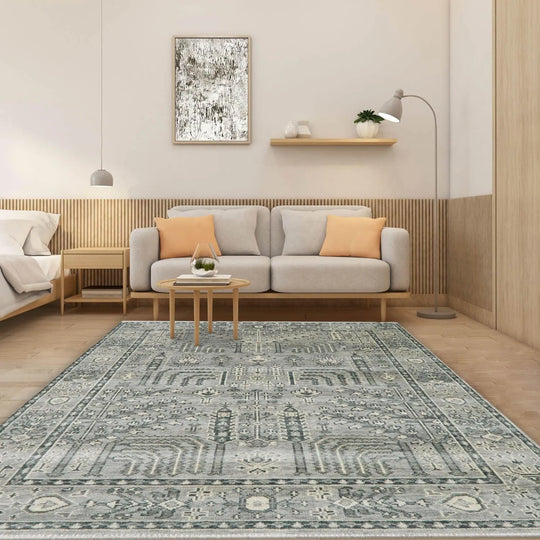 7' 11''x10' Tone On Tone Gray Hand Knotted LoomBloom Muted Turkish Oushak 100% Wool Transitional Oriental Area Rug