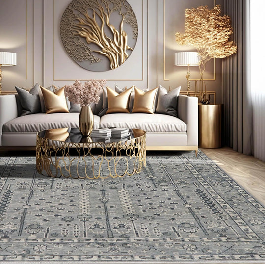 8'x10' 2'' Hand Knotted LoomBloom Muted Turkish Oushak 100% Wool Transitional Oriental Area Rug Tone On Tone Gray Color