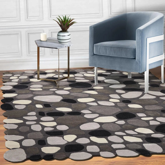 Multi Size Hand Tufted 100% Wool Persian Oriental Area Rug Gray, Black Color