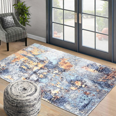 Multi Size Gray, Blue Color Handmade Micro Printed Victoria Design Traditional Oriental Area Rug - Oriental Rug Of Houston