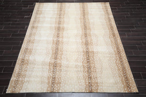 8' x10'  Beige Tan Brown Color Hand Tufted  Oriental Area Rug 100% Wool Contemporary Oriental Rug