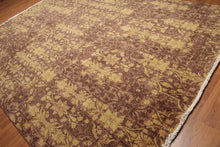 9' x 12' Hand Knotted Erased Pattern Botanical Wool Pile Area Rug Brown - Oriental Rug Of Houston