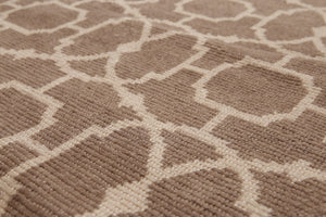 8'x10' Taupe Beige Color Hand-Knotted Turkish Weave Wool Contemporary Oriental Rug
