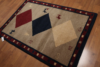 4' x 6' Hand knotted 100% wool Traditional Gaabbeh full Pile area rug Camel - Oriental Rug Of Houston