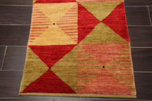 2'x4' Hand Knotted Contemporary Geometric Turkish Oriental Area Rug Gold - Oriental Rug Of Houston