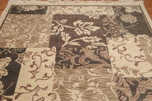 7' x 10' Hand Knotted Botanical Print 100% Wool Area rug Beige