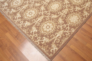 6' x 9' Hand Knotted Damask Wool & Bamboo Silk Area rug Brown - Oriental Rug Of Houston