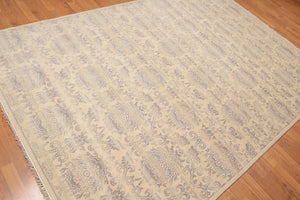 6' x 9' Hand Knotted Damask Design 100% Wool Area rug Beige - Oriental Rug Of Houston