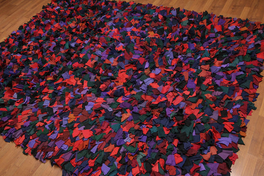 6x9 Black Burgundy Handmade 100% Wool Boho Modern Oriental Area Rug