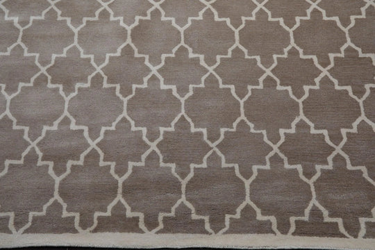 9' x 12' Handmade 100% Wool Oriental Area rug Contemporary Taupe