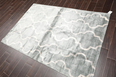4' 6''x6' 6'' Oriental Area Rug Hand Tufted Viscose 100% Contemporary - Oriental Rug Of Houston