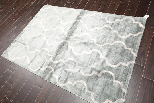 4' 6''x6' 6'' Oriental Area Rug Hand Tufted Viscose 100% Contemporary